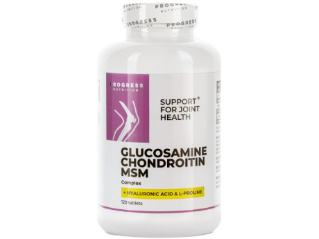 Glucosamine Chondroitin MSM Hyaluronic Acid L-Proline Progress Nutrition (120 таблеток)
