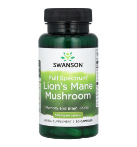 Full Spectrum Lion's Mane Mushroom 500мг Swanson (60 капсул)