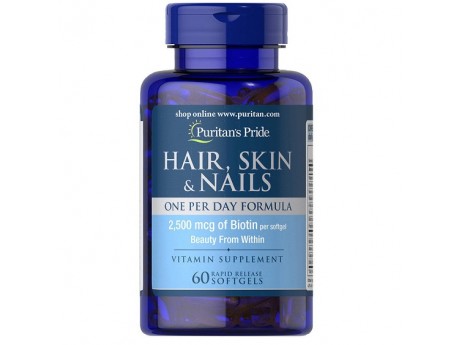 Hair, Skin & Nails с 2500 мг Биотина (60 капсул)