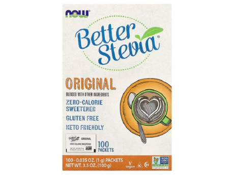 Better Stevia Original Packets NOW Foods (100 пакетів)