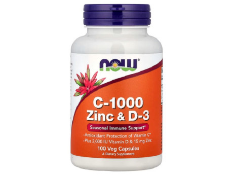 C-1000 Zinc & D-3 Now Foods (100 вег капсул)