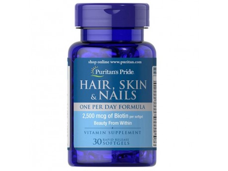 Hair, Skin & Nails с 2500 мг Биотина (60 капсул)
