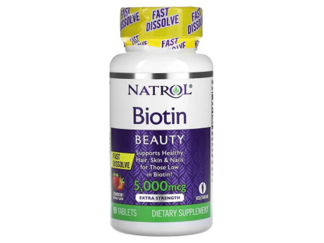 Biotin Extra Strength 5000мкг Natrol (90 таблеток) (УЦЕНКА)