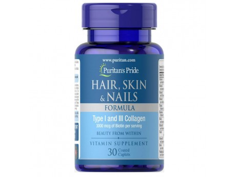 Hair Skin Nails Formula с Коллагеном 1 и 3 типа (30 таблеток)