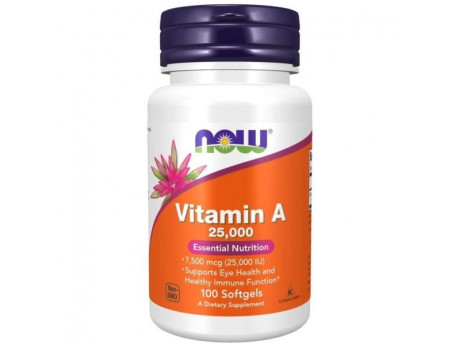 Vitamin А 25 000 IU NOW Foods (100 капсул)