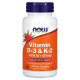 Vitamin D-3 and K-2 1000 IU/45 мкг NOW (120 веган кап)