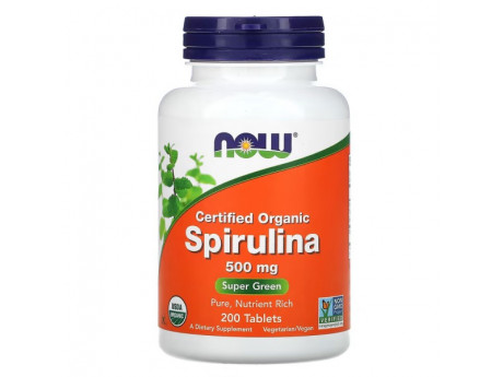 Organic Spirulina 500 мг NOW (200 таблеток)