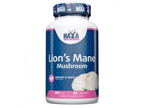 Lion's Mane Mushroom 500 мг Haya Labs (60 капсул)